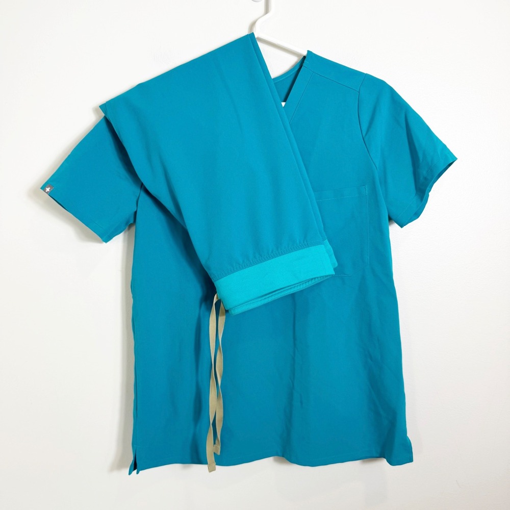 FIGS Scrub Set Womens Small Teal Technical Collection V-Neck Top & Pants FW1000